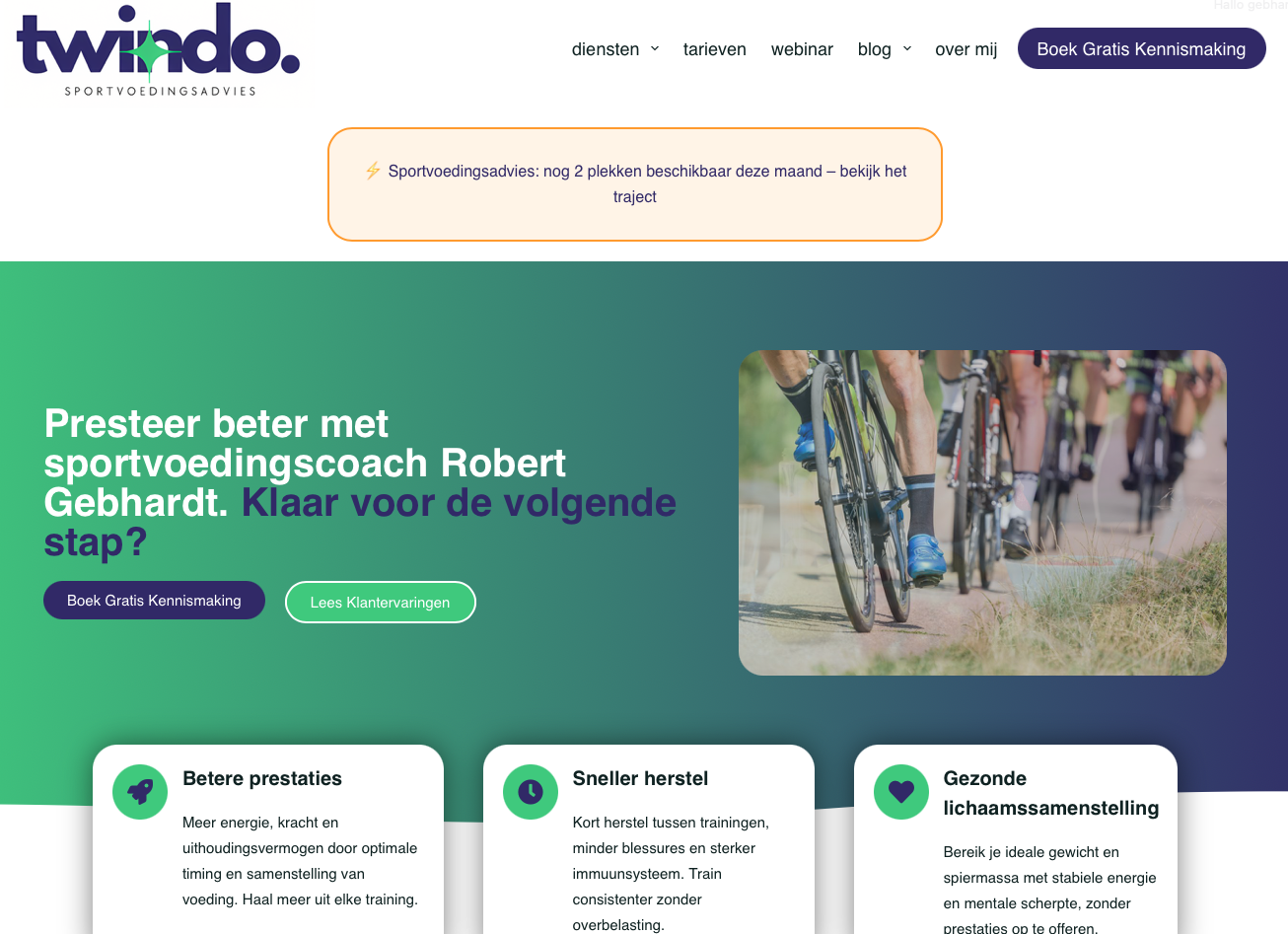 Volledige homepage in desktop view - hero sectie tot eerste fold