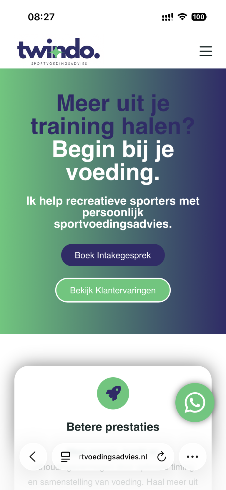 mobiel screenshot webdesign sport 1